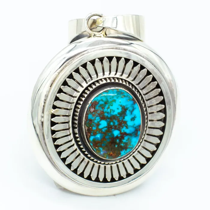 Necklaces Crown Jewels Coin Leonard Nez Navajo Handmade Sterling Silver Turquoise Pendant Necklaces Crown Jewels Coin Leonard Nez Navajo Handmade Sterling Silver Turquoise Pendant
