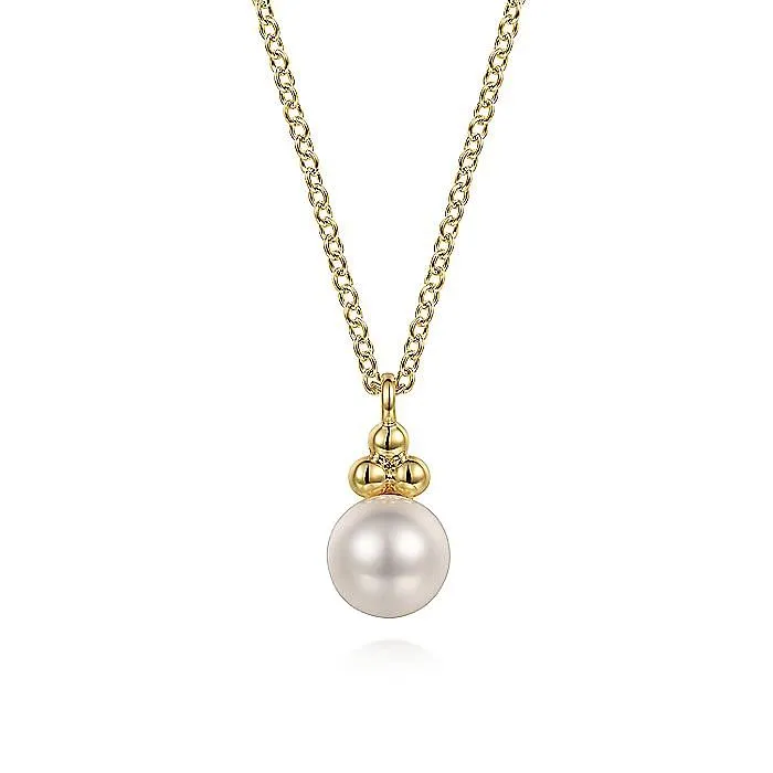 Necklaces GABRIEL CO Gabriel Bujukan Collection 14K Yellow Gold 175 Adjustable 034ctw Freshwater Pearl Drop Solitaire Necklace