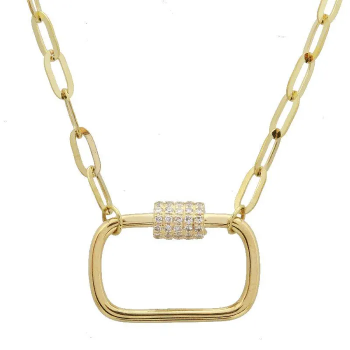 Necklaces Izakov Diamonds Fine Jewelry 14K Gold Micro Pave Diamond Carabiner Lock Paper Clip Necklace Necklaces Izakov Diamonds Fine Jewelry 14K Gold Micro Pave Diamond Carabiner Lock Paper Clip Necklace