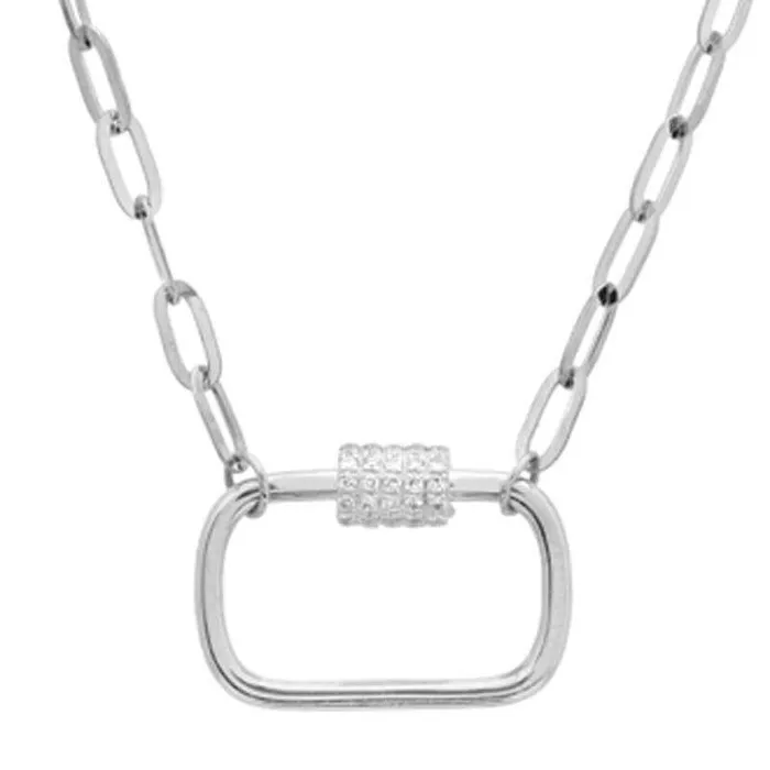 Necklaces Izakov Diamonds Fine Jewelry 14K Gold Micro Pave Diamond Carabiner Lock Paper Clip Necklace