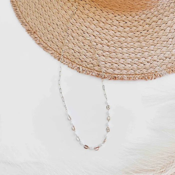 Necklaces Jewelry Perla Pearl Oval Chain Link Necklace Wholesale