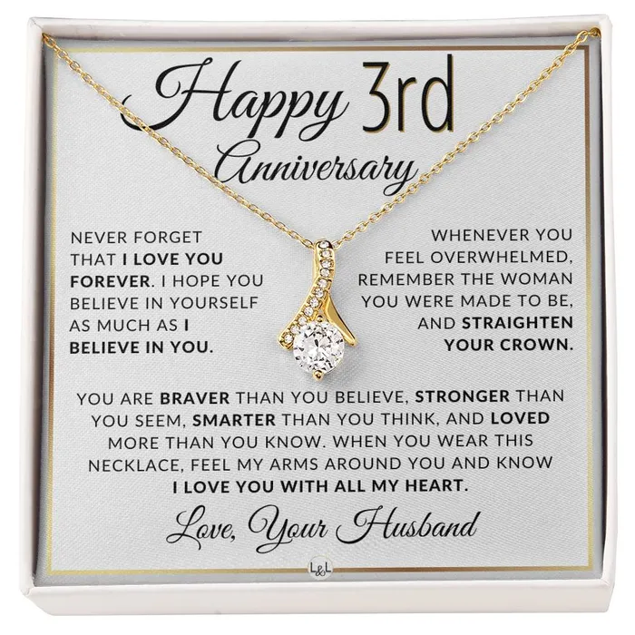 Necklaces ShineOn Fulfillment 3rd Anniversary Gift For Wife Anniversary Gift Idea For Wife Drop Pendant Necklace Heartfelt Anniversary Message For Her Necklaces ShineOn Fulfillment 3rd Anniversary Gift For Wife Anniversary Gift Idea For Wife Drop Pendant Necklace Heartfelt Anniversary Message For Her
