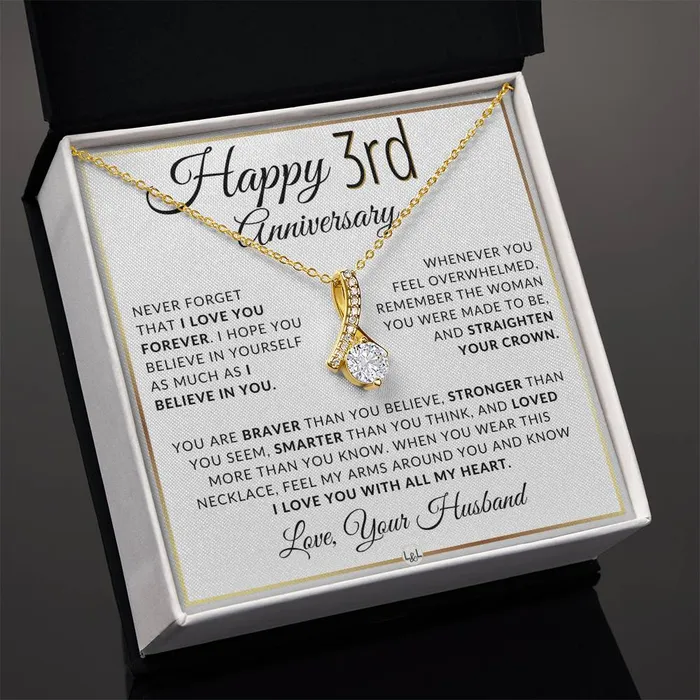 Necklaces ShineOn Fulfillment 3rd Anniversary Gift For Wife Anniversary Gift Idea For Wife Drop Pendant Necklace Heartfelt Anniversary Message For Her