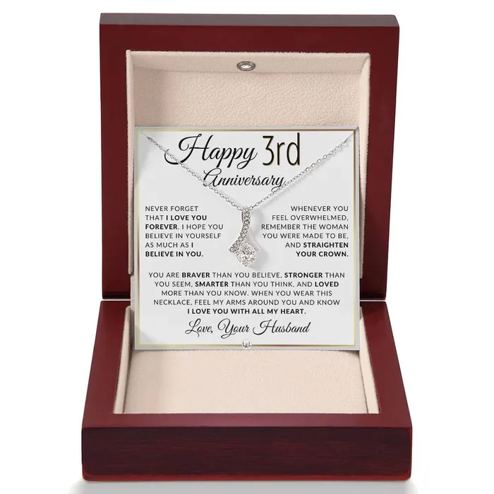 Necklaces ShineOn Fulfillment 3rd Anniversary Gift For Wife Anniversary Gift Idea For Wife Drop Pendant Necklace Heartfelt Anniversary Message For Her