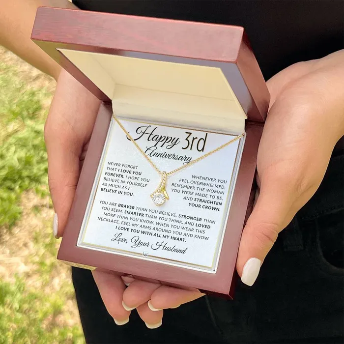 Necklaces ShineOn Fulfillment 3rd Anniversary Gift For Wife Anniversary Gift Idea For Wife Drop Pendant Necklace Heartfelt Anniversary Message For Her