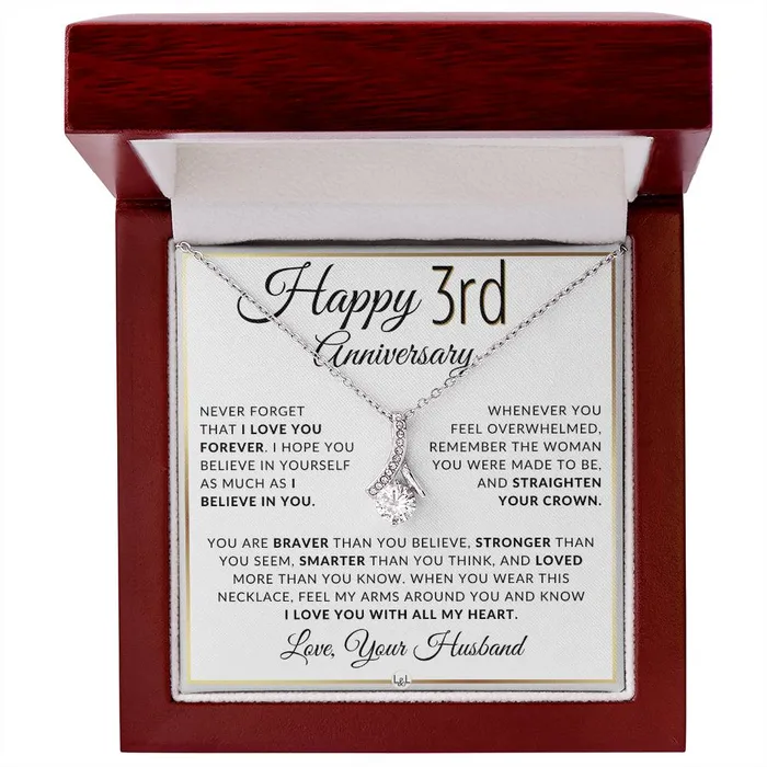 Necklaces ShineOn Fulfillment 3rd Anniversary Gift For Wife Anniversary Gift Idea For Wife Drop Pendant Necklace Heartfelt Anniversary Message For Her