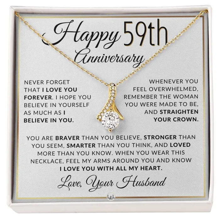 Necklaces ShineOn Fulfillment 59th Anniversary Gift For Wife Anniversary Gift Idea For Your Wife Drop Pendant Necklace Heartfelt Anniversary Message Necklaces ShineOn Fulfillment 59th Anniversary Gift For Wife Anniversary Gift Idea For Your Wife Drop Pendant Necklace Heartfelt Anniversary Message