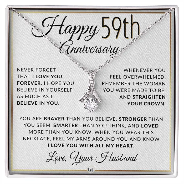 Necklaces ShineOn Fulfillment 59th Anniversary Gift For Wife Anniversary Gift Idea For Your Wife Drop Pendant Necklace Heartfelt Anniversary Message