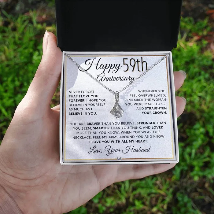 Necklaces ShineOn Fulfillment 59th Anniversary Gift For Wife Anniversary Gift Idea For Your Wife Drop Pendant Necklace Heartfelt Anniversary Message