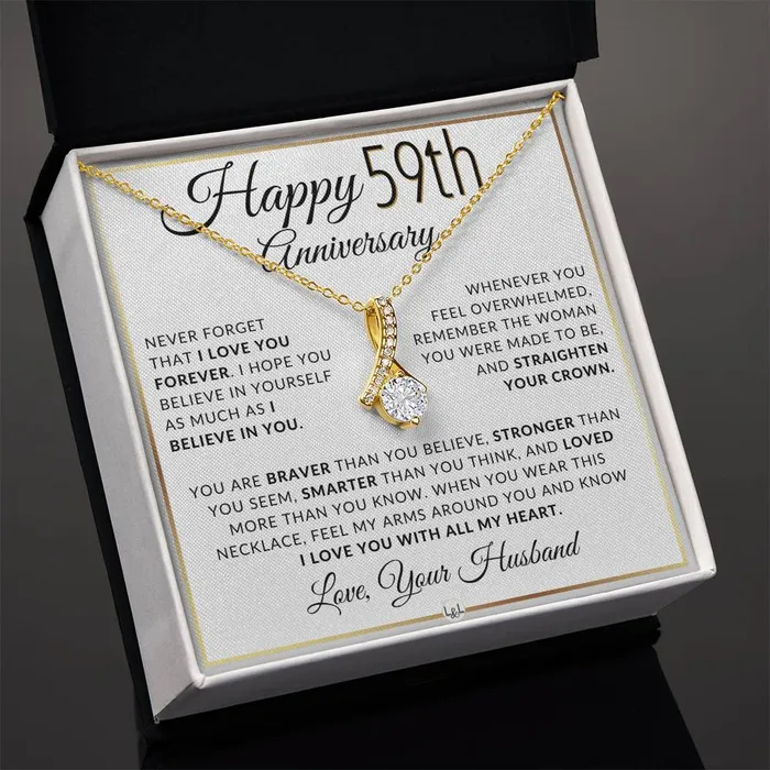 Necklaces ShineOn Fulfillment 59th Anniversary Gift For Wife Anniversary Gift Idea For Your Wife Drop Pendant Necklace Heartfelt Anniversary Message