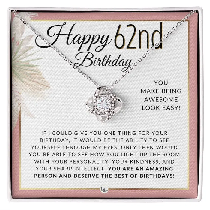 Necklaces ShineOn Fulfillment 62nd Birthday Gift For Her Necklace For 62 Year Old Beautiful Womans Birthday Pendant Jewelry