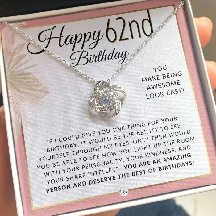 Necklaces ShineOn Fulfillment 62nd Birthday Gift For Her Necklace For 62 Year Old Beautiful Womans Birthday Pendant Jewelry