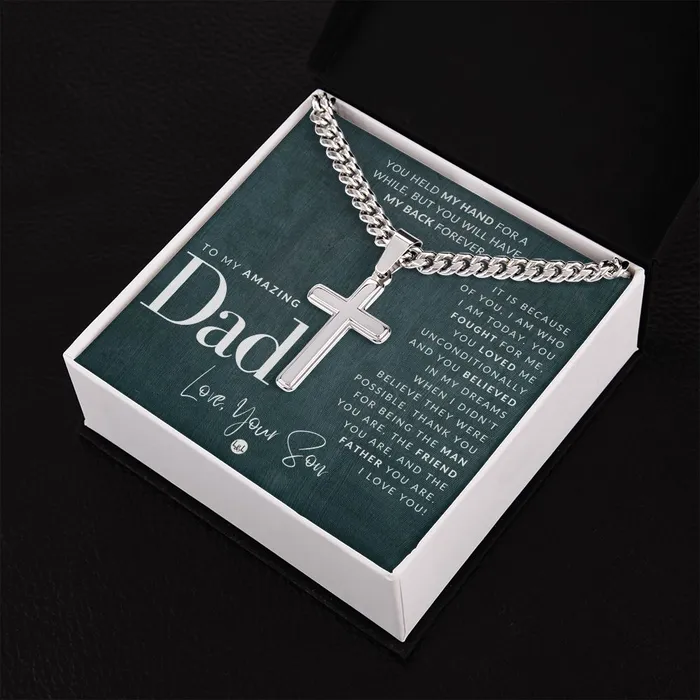 Necklaces ShineOn Fulfillment Dad Gift From Son Mens Chain with Engravable Cross Necklace Christian Jewelry For Dad For Fathers Day Christmas or His Birthday