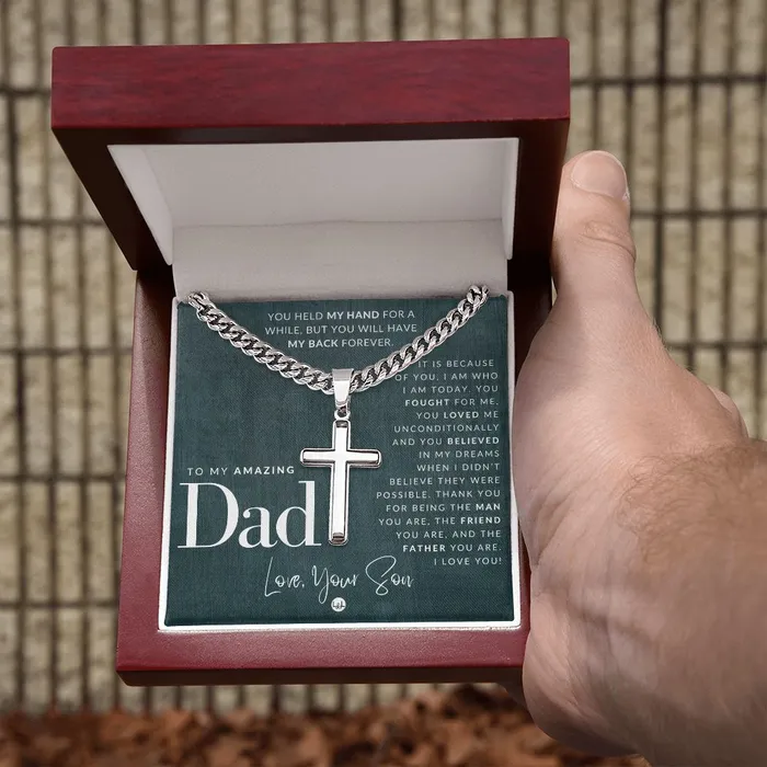 Necklaces ShineOn Fulfillment Dad Gift From Son Mens Chain with Engravable Cross Necklace Christian Jewelry For Dad For Fathers Day Christmas or His Birthday