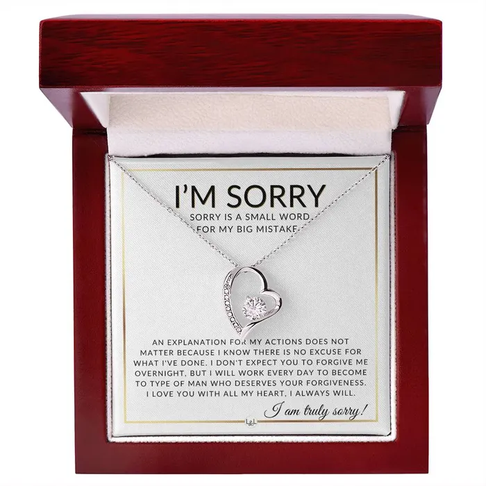 Necklaces ShineOn Fulfillment I Am Sorry Gift For Her No Excuses Apology Gift For Wife Fiance or Girlfriend Beautiful Womens Open Heart Pendant Necklace Heartfelt Message Necklaces ShineOn Fulfillment I Am Sorry Gift For Her No Excuses Apology Gift For Wife Fiance or Girlfriend Beautiful Womens Open Heart Pendant Necklace Heartfelt Message