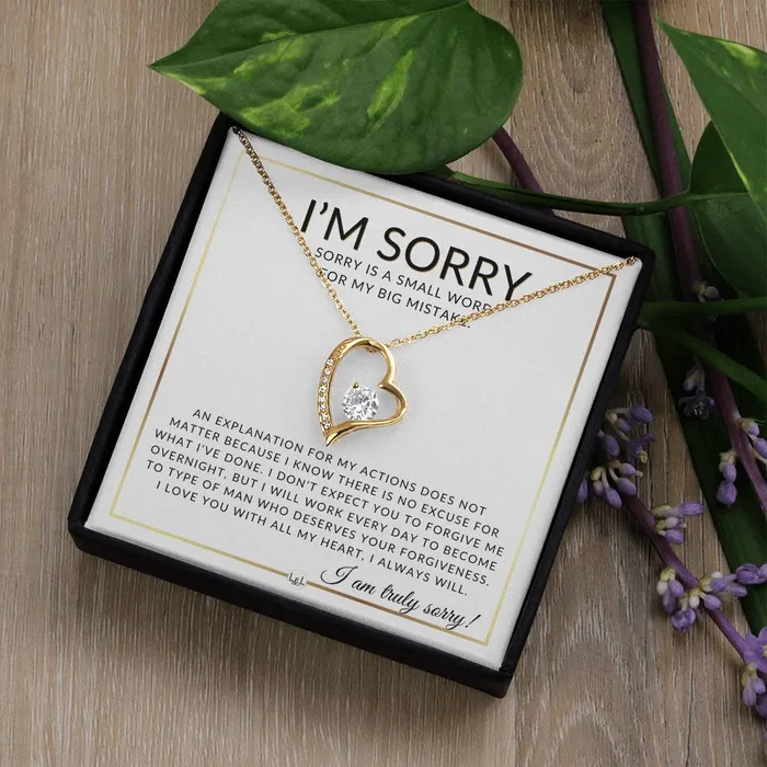 Necklaces ShineOn Fulfillment I Am Sorry Gift For Her No Excuses Apology Gift For Wife Fiance or Girlfriend Beautiful Womens Open Heart Pendant Necklace Heartfelt Message