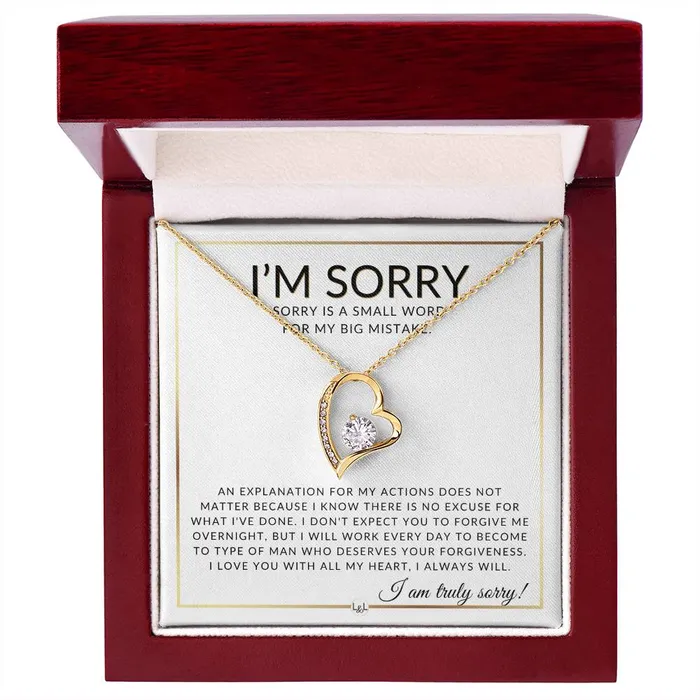 Necklaces ShineOn Fulfillment I Am Sorry Gift For Her No Excuses Apology Gift For Wife Fiance or Girlfriend Beautiful Womens Open Heart Pendant Necklace Heartfelt Message