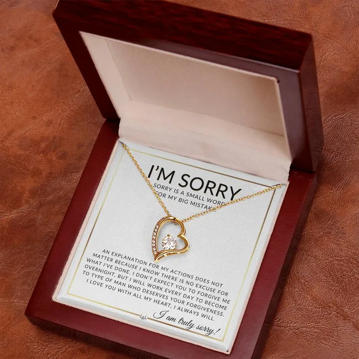 Necklaces ShineOn Fulfillment I Am Sorry Gift For Her No Excuses Apology Gift For Wife Fiance or Girlfriend Beautiful Womens Open Heart Pendant Necklace Heartfelt Message