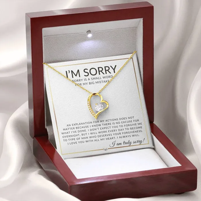 Necklaces ShineOn Fulfillment I Am Sorry Gift For Her No Excuses Apology Gift For Wife Fiance or Girlfriend Beautiful Womens Open Heart Pendant Necklace Heartfelt Message