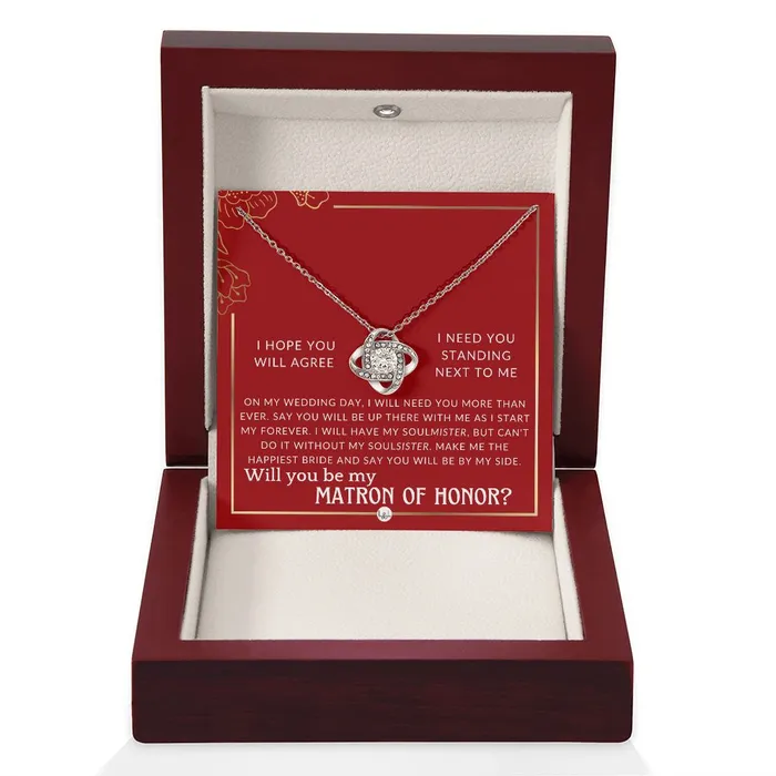 Necklaces ShineOn Fulfillment Matron of Honor Proposal Gift Be My MOH Gift From Bride By My Side Wedding Party Accessory Necklace Red and Gold Wedding Theme