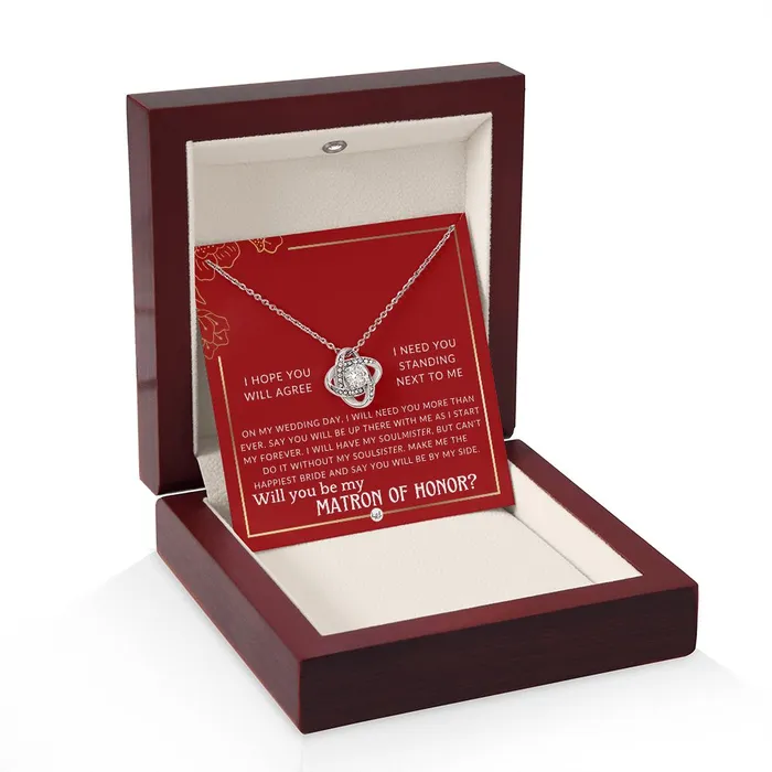 Necklaces ShineOn Fulfillment Matron of Honor Proposal Gift Be My MOH Gift From Bride By My Side Wedding Party Accessory Necklace Red and Gold Wedding Theme