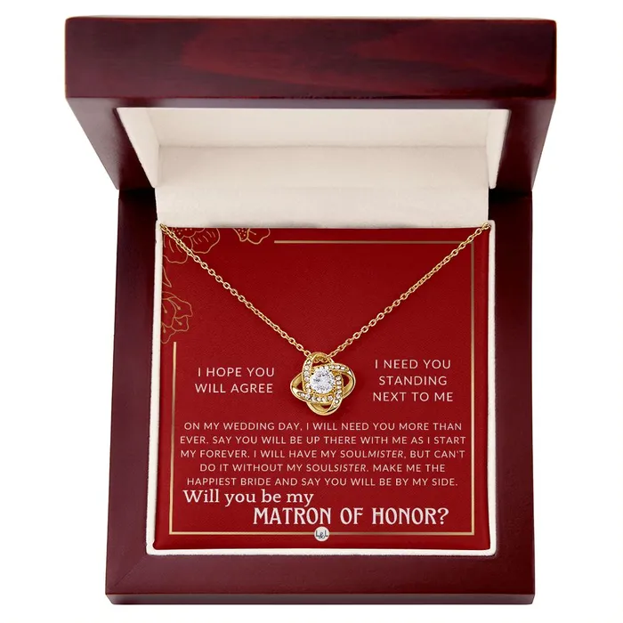 Necklaces ShineOn Fulfillment Matron of Honor Proposal Gift Be My MOH Gift From Bride By My Side Wedding Party Accessory Necklace Red and Gold Wedding Theme