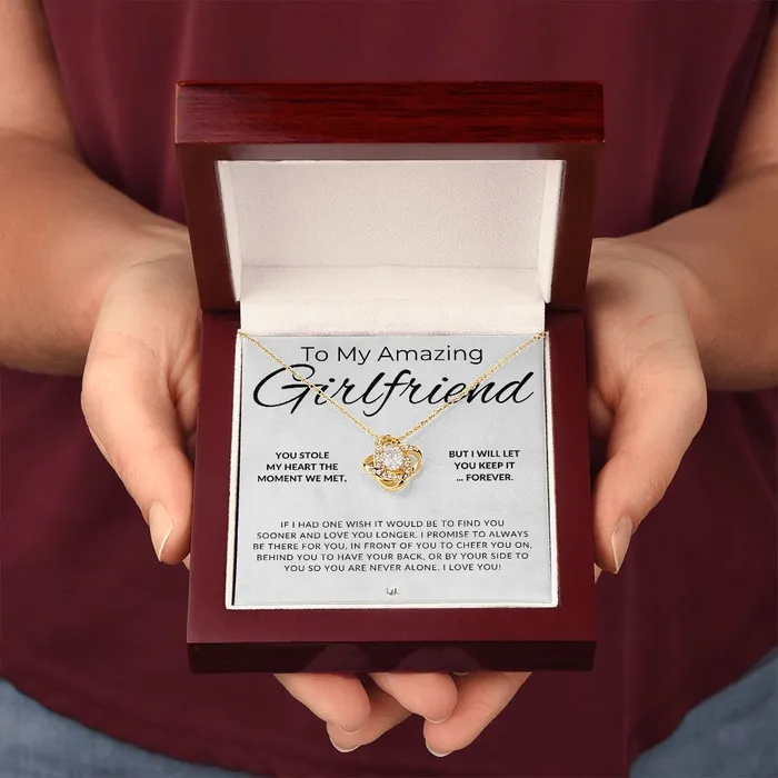 Necklaces ShineOn Fulfillment My Girlfriend You Stole My Heart Thoughtful and Romantic Gift for Her Soulmate Necklace Christmas Valentines Birthday or Anniversary Gifts