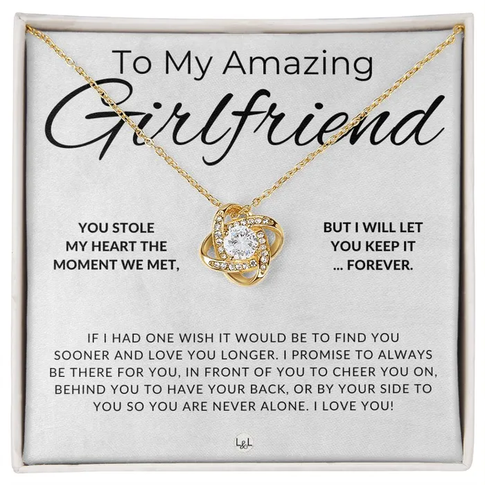 Necklaces ShineOn Fulfillment My Girlfriend You Stole My Heart Thoughtful and Romantic Gift for Her Soulmate Necklace Christmas Valentines Birthday or Anniversary Gifts