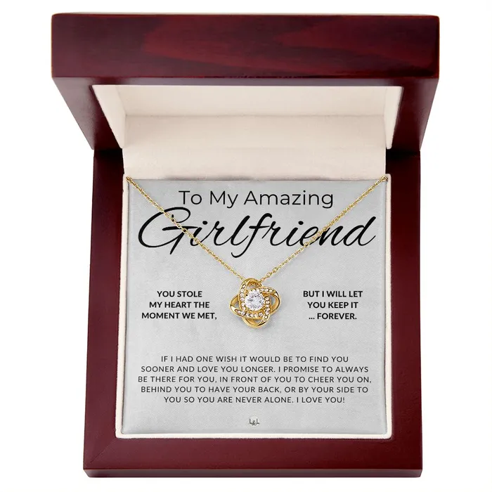Necklaces ShineOn Fulfillment My Girlfriend You Stole My Heart Thoughtful and Romantic Gift for Her Soulmate Necklace Christmas Valentines Birthday or Anniversary Gifts