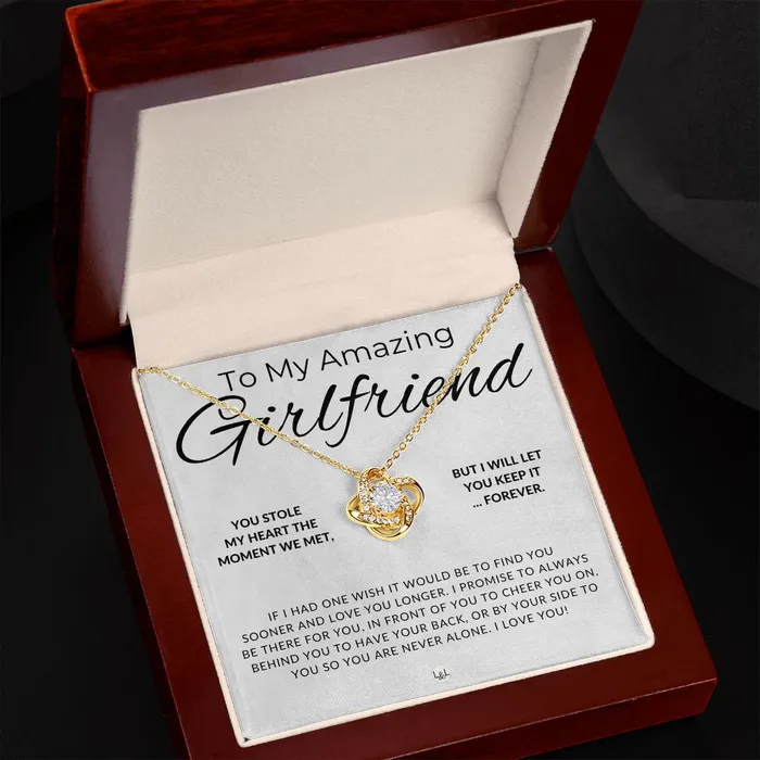 Necklaces ShineOn Fulfillment My Girlfriend You Stole My Heart Thoughtful and Romantic Gift for Her Soulmate Necklace Christmas Valentines Birthday or Anniversary Gifts