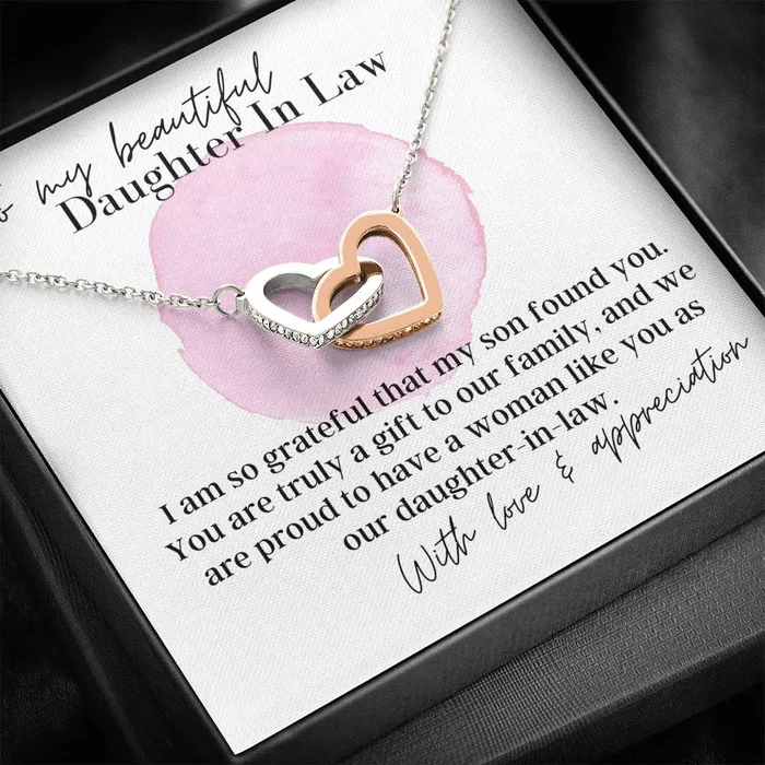 Necklaces ShineOn Fulfillment To My Beautiful Daughter In Law Interlocking Hearts Pendant Necklace