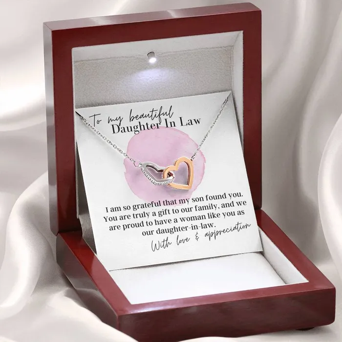 Necklaces ShineOn Fulfillment To My Beautiful Daughter In Law Interlocking Hearts Pendant Necklace