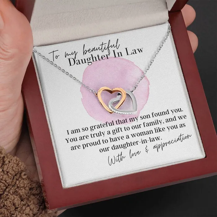 Necklaces ShineOn Fulfillment To My Beautiful Daughter In Law Interlocking Hearts Pendant Necklace