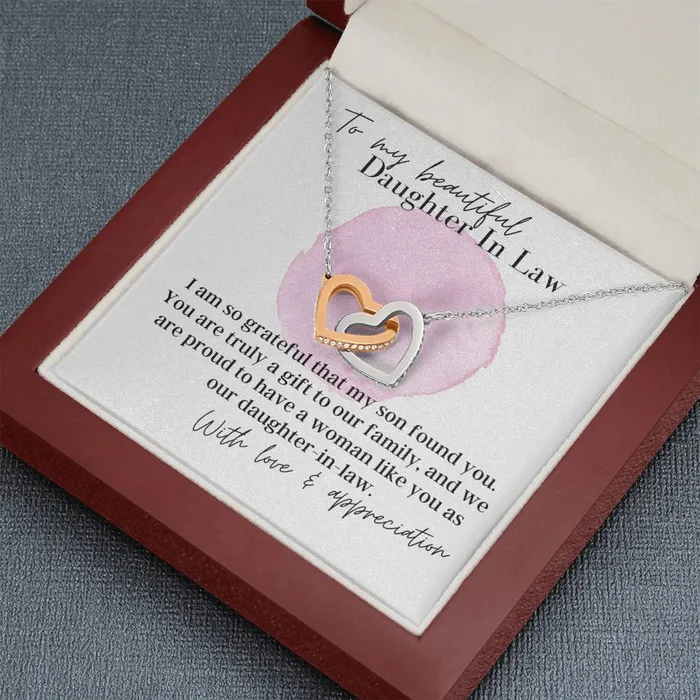 Necklaces ShineOn Fulfillment To My Beautiful Daughter In Law Interlocking Hearts Pendant Necklace