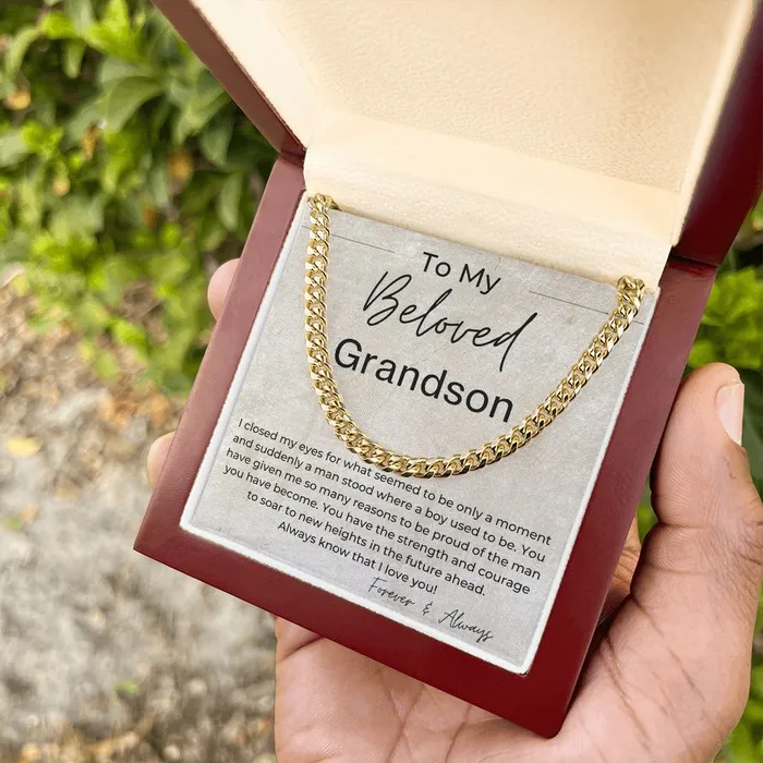 Necklaces ShineOn Fulfillment You Have The Strength And Courage To Soar Gift for My Grandson Cuban Linked Chain Necklace