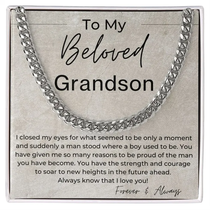 Necklaces ShineOn Fulfillment You Have The Strength And Courage To Soar Gift for My Grandson Cuban Linked Chain Necklace