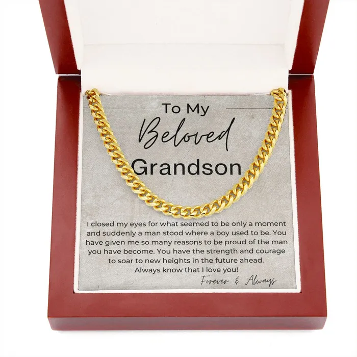 Necklaces ShineOn Fulfillment You Have The Strength And Courage To Soar Gift for My Grandson Cuban Linked Chain Necklace
