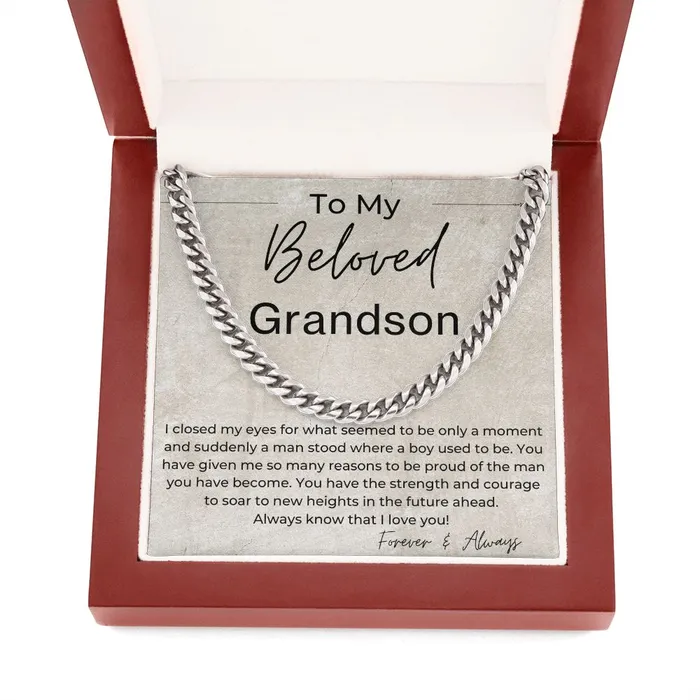 Necklaces ShineOn Fulfillment You Have The Strength And Courage To Soar Gift for My Grandson Cuban Linked Chain Necklace