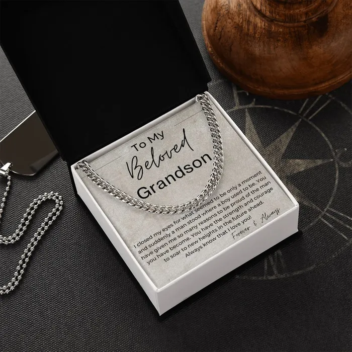 Necklaces ShineOn Fulfillment You Have The Strength And Courage To Soar Gift for My Grandson Cuban Linked Chain Necklace
