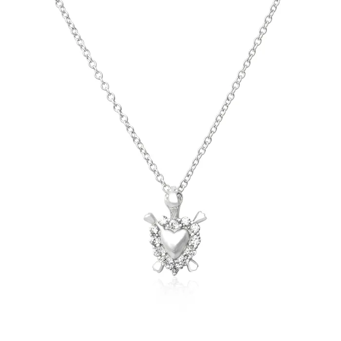 Necklaces Teeda MAZ8099 Turtle Heart CZ Earring Pendant Necklace Set