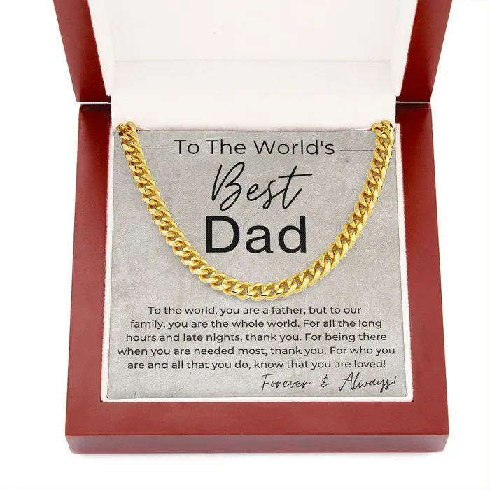 Necklaces The Worlds Best Dad Gift for Dad Linked Chain Necklace ShineOn Fulfillment