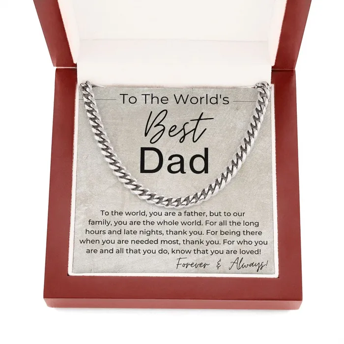 Necklaces The Worlds Best Dad Gift for Dad Linked Chain Necklace ShineOn Fulfillment