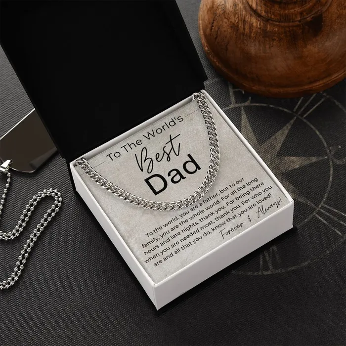 Necklaces The Worlds Best Dad Gift for Dad Linked Chain Necklace ShineOn Fulfillment