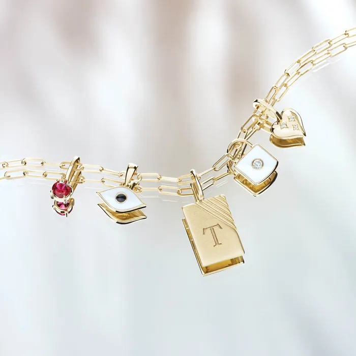 Necklaces UNLOCK Your Potential Enameled Natural Diamond Lock CharmPendant 14K White Yellow Rose 302 Fine Jewelry