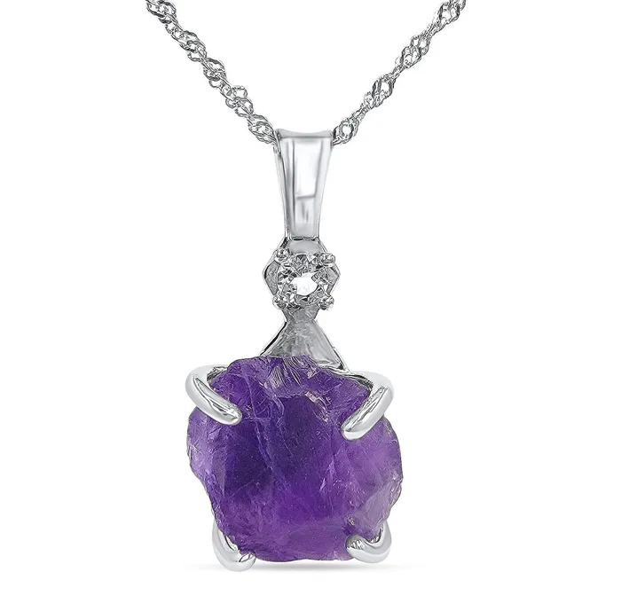 Necklaces Uniquelan Jewelry Raw Amethyst and Quartz Necklace Necklaces Uniquelan Jewelry Raw Amethyst and Quartz Necklace