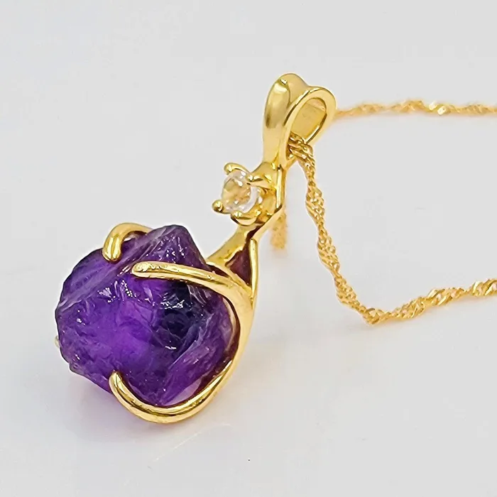 Necklaces Uniquelan Jewelry Raw Amethyst and Quartz Necklace Necklaces Uniquelan Jewelry Raw Amethyst and Quartz Necklace