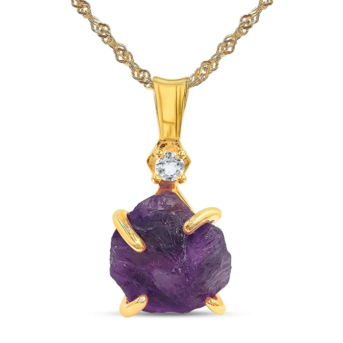 Necklaces Uniquelan Jewelry Raw Amethyst and Quartz Necklace Necklaces Uniquelan Jewelry Raw Amethyst and Quartz Necklace