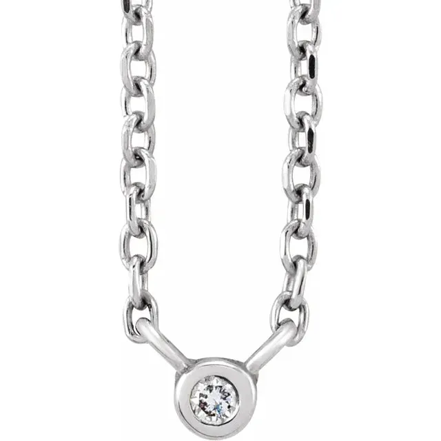 Necklaces Vintage Magnality Natural BezelSet Diamond 015 or 10 CT Solitaire Adjustable Necklace in Solid 14K Yellow White Rose Gold or Silver