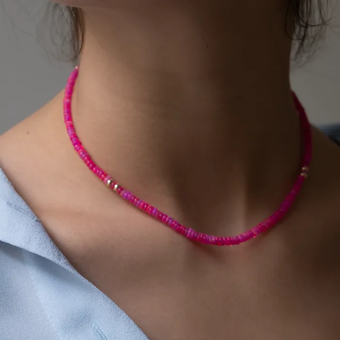 Neon Pink opal necklace Vivien Frank Designs Necklaces