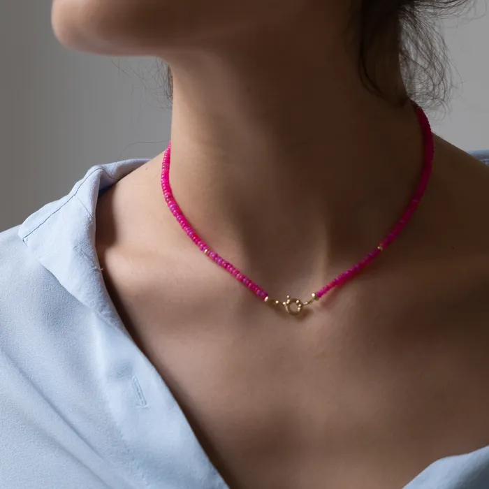 Neon Pink opal necklace Vivien Frank Designs Necklaces